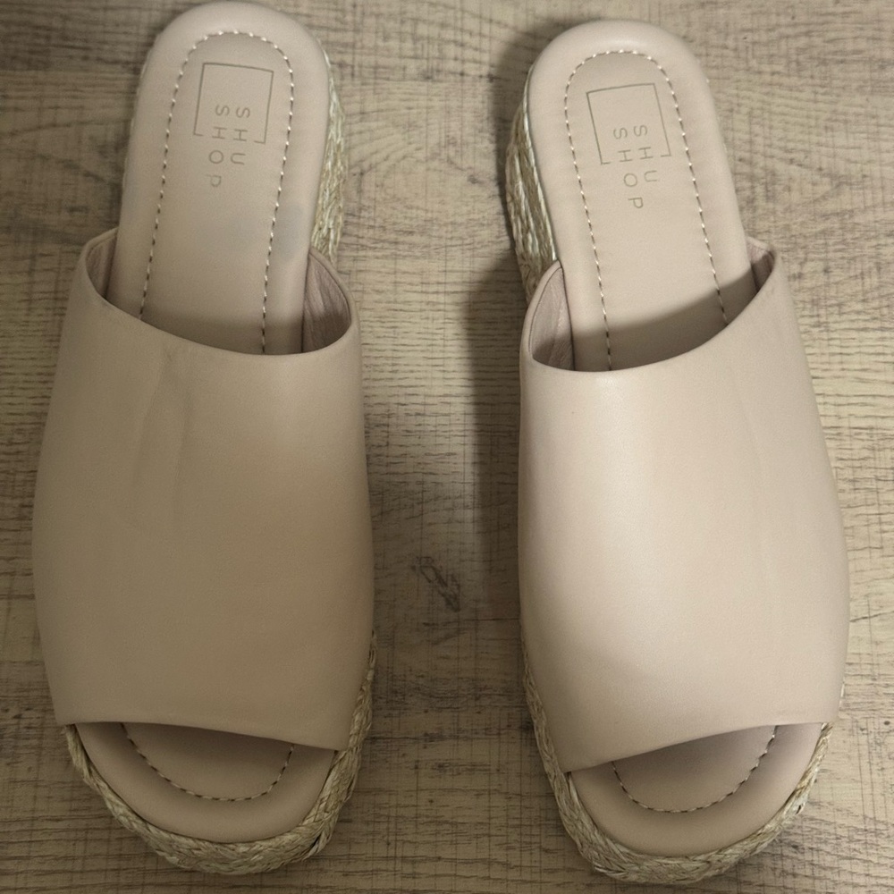 ShuShop Women's Tan Espadrille Slides